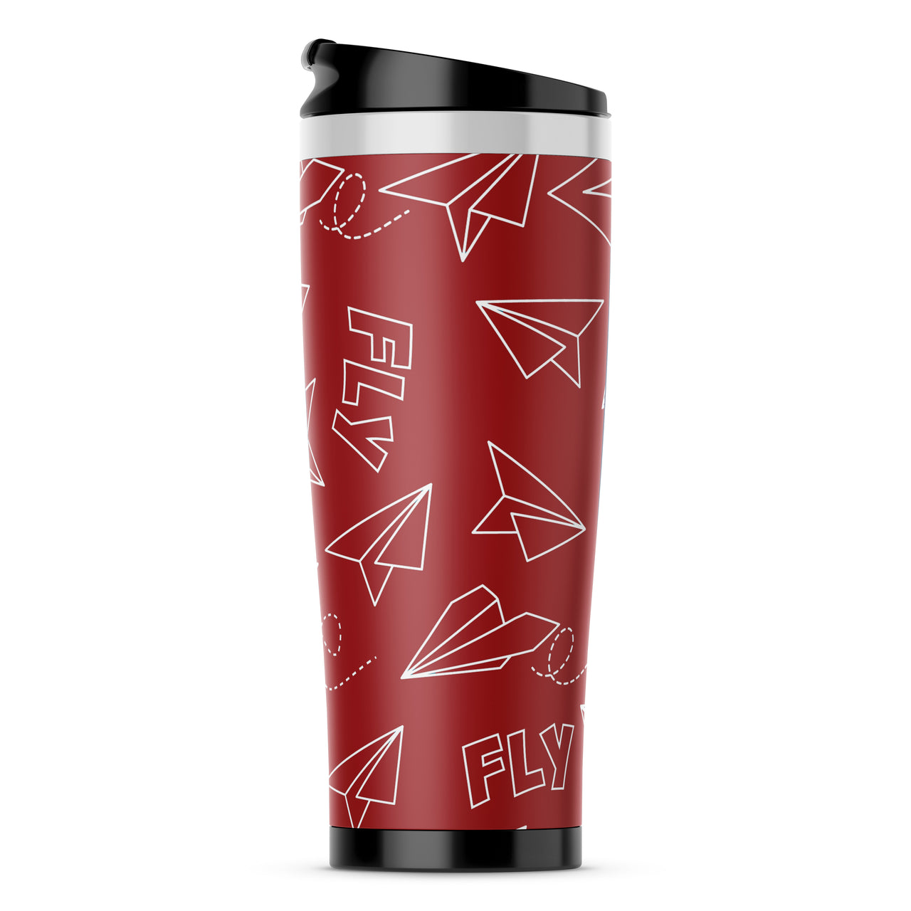 Paper Airplane & Fly-Red Designed Travel Mugs