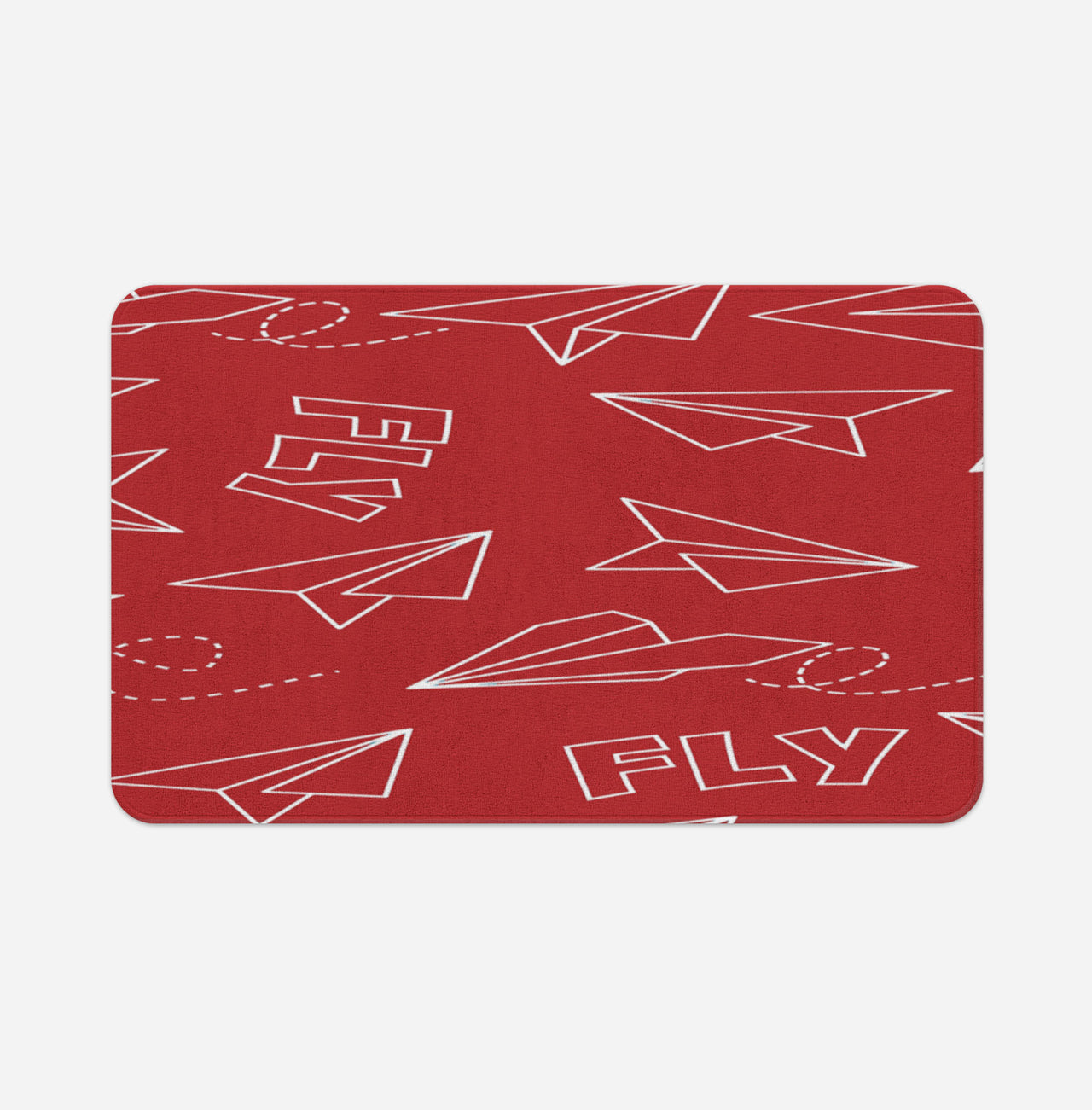 Paper Airplane & Fly-Red Designed Bath Mats