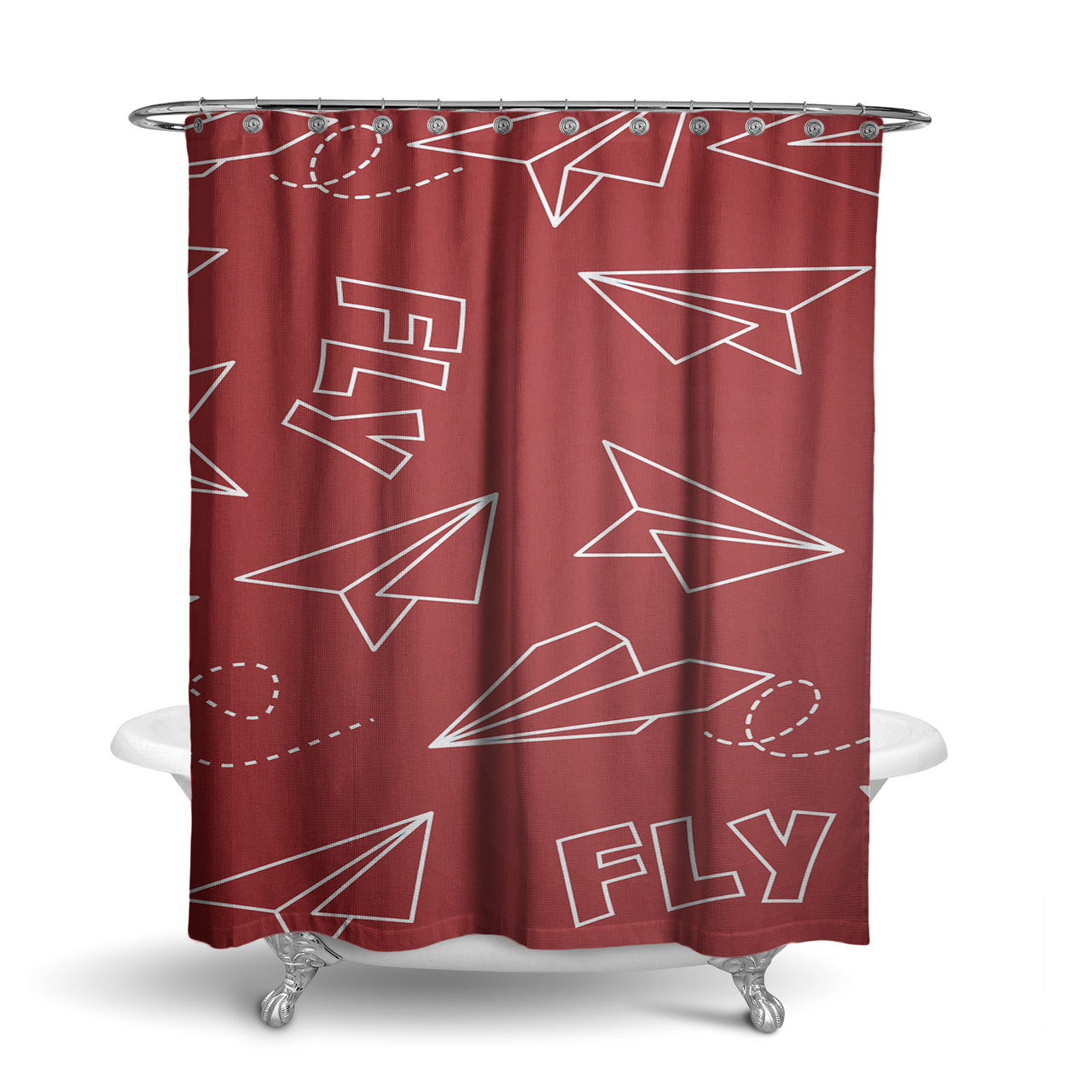 Paper Airplane & Fly-Red Designed Shower Curtains