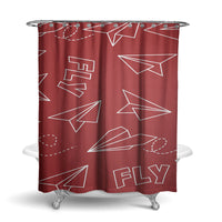 Thumbnail for Paper Airplane & Fly-Red Designed Shower Curtains
