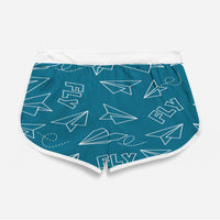 Thumbnail for Paper Airplane & Fly (Blue) Designed Women Beach Style Shorts