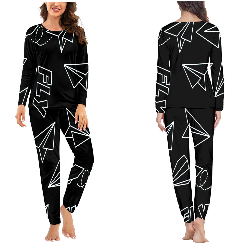 Paper Airplane & Fly Black Designed Pijamas
