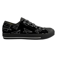 Thumbnail for Paper Airplane & Fly Black Designed Canvas Shoes (Men)