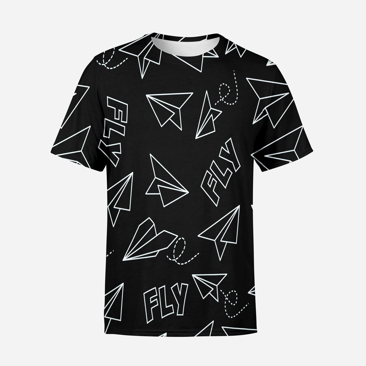 Paper Airplane & Fly Black Designed 3D T-Shirts