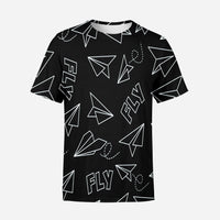 Thumbnail for Paper Airplane & Fly Black Designed 3D T-Shirts