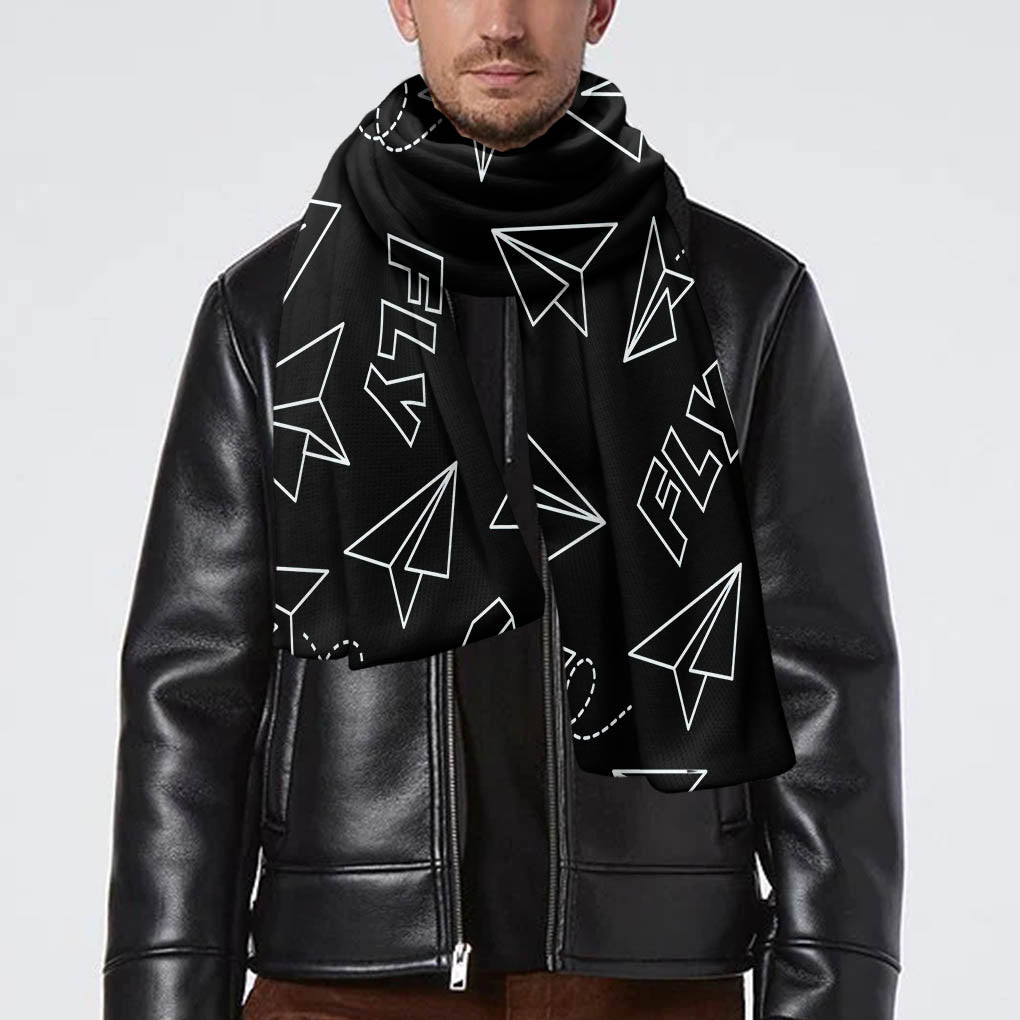 Paper Airplane & Fly Black Designed Scarfs