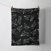 Thumbnail for Paper Airplane & Fly Black Designed Towels
