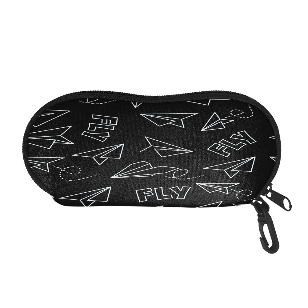 Paper Airplane & Fly Black Designed Glasses Bag