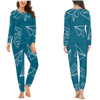 Thumbnail for Paper Airplane & Fly Green Designed Pijamas