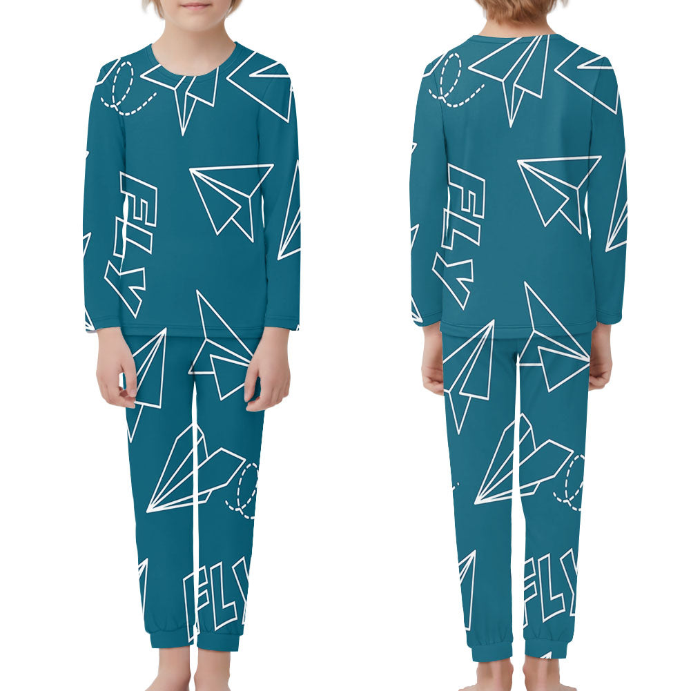 Paper Airplane & Fly Green Designed "Children" Pijamas