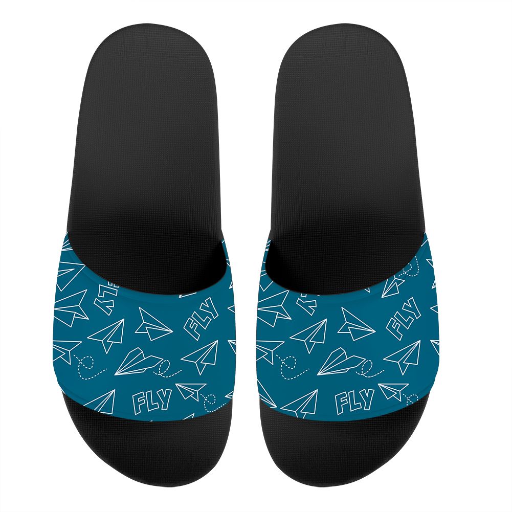 Paper Airplane & Fly Green Designed Sport Slippers