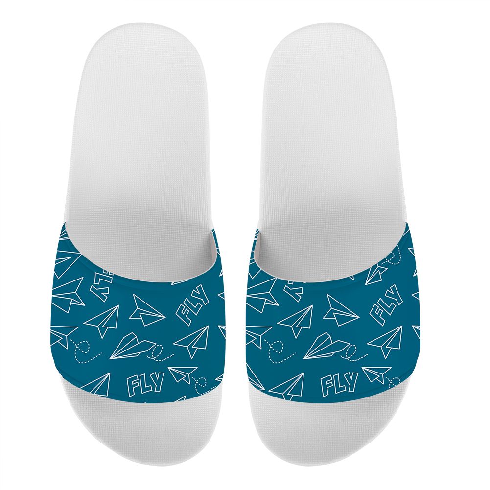 Paper Airplane & Fly Green Designed Sport Slippers