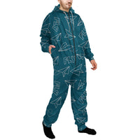 Thumbnail for Paper Airplane & Fly Green Designed Jumpsuit for Men & Women