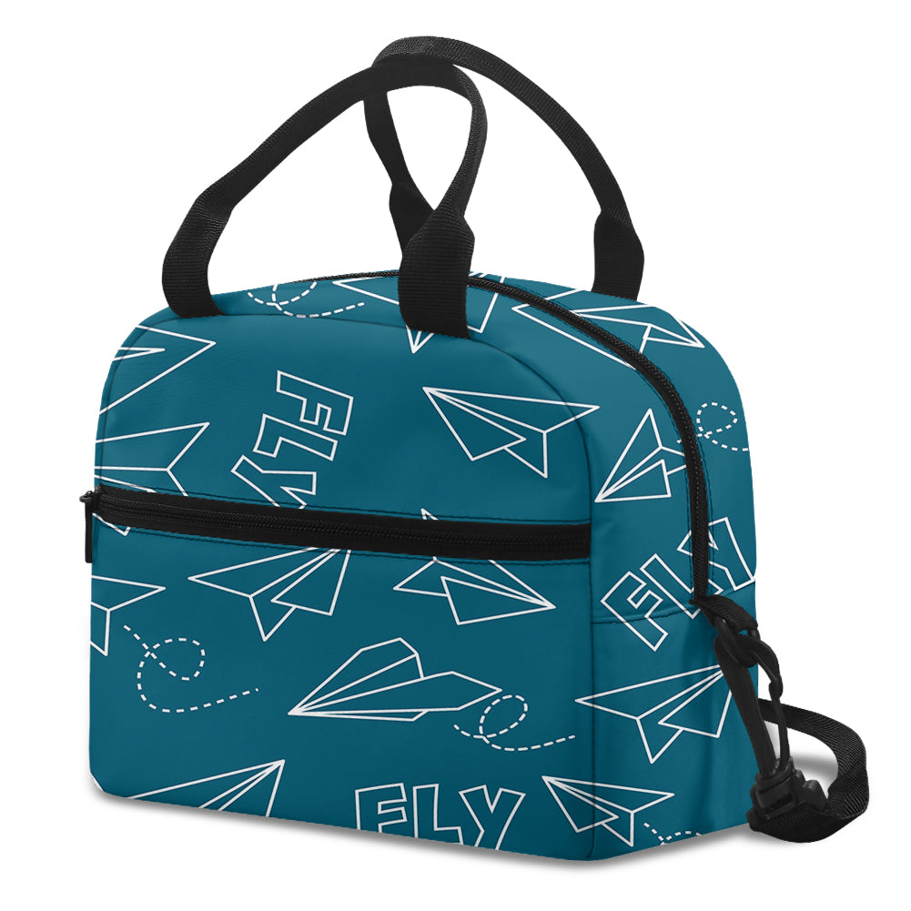 Paper Airplane & Fly Green Designed Lunch Bags