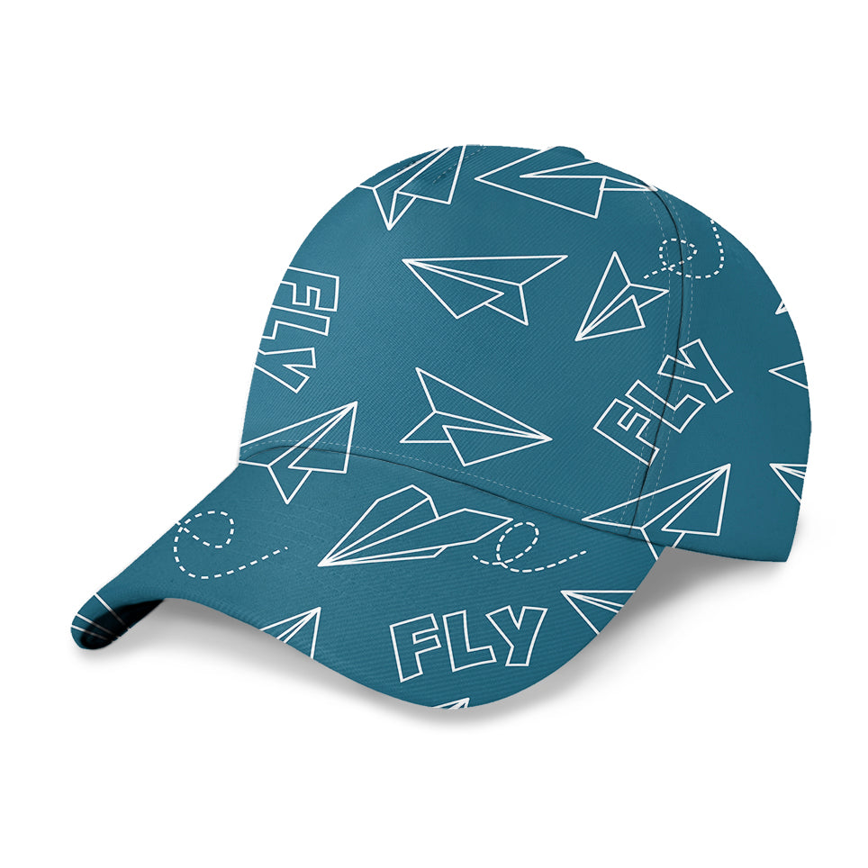 Paper Airplane & Fly Green Designed 3D Peaked Cap