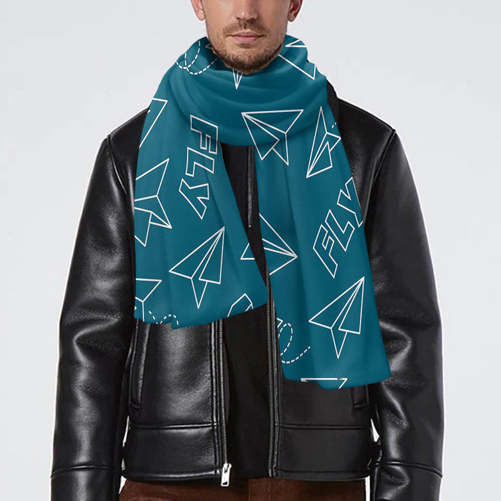 Paper Airplane & Fly Green Designed Scarfs