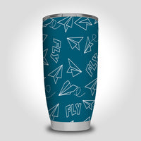 Thumbnail for Paper Airplane & Fly Green Designed Tumbler Travel Mugs