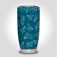 Thumbnail for Paper Airplane & Fly Green Designed Tumbler Travel Mugs