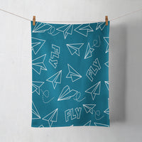 Thumbnail for Paper Airplane & Fly Green Designed Towels