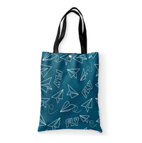 Thumbnail for Paper Airplane & Fly Green Designed Tote Bags