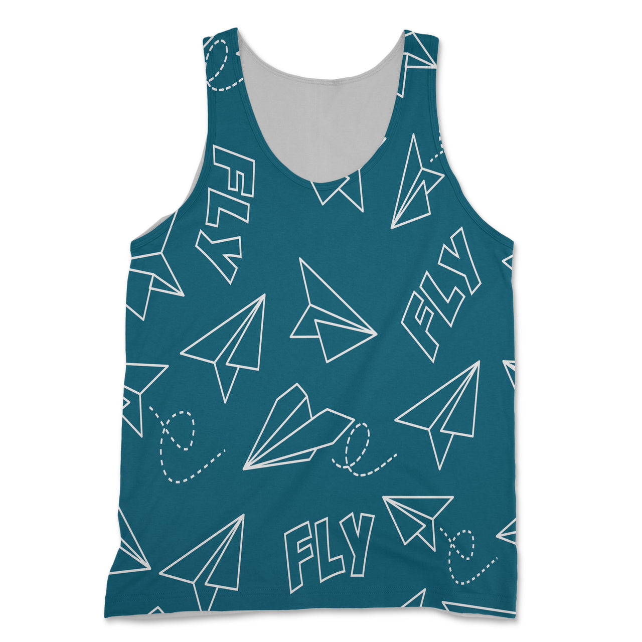 Paper Airplane & Fly (Green) Designed 3D Tank Tops