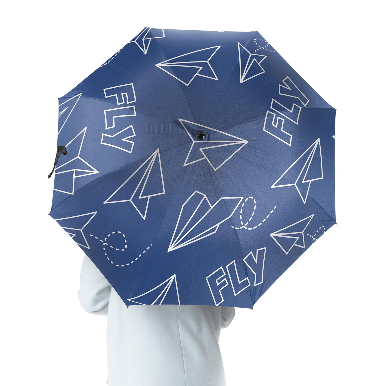 Paper Airplane & Fly (Blue) Designed Umbrella