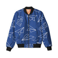 Thumbnail for Paper Airplane & Fly (Blue) Designed 3D Pilot Bomber Jackets