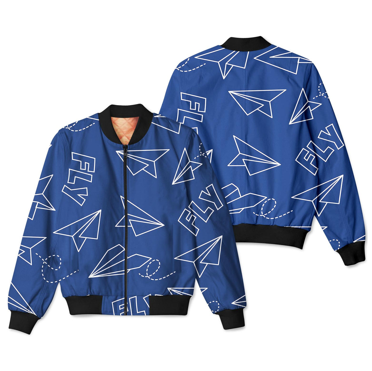 Paper Airplane & Fly (Blue) Designed 3D Pilot Bomber Jackets