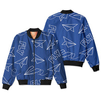 Thumbnail for Paper Airplane & Fly (Blue) Designed 3D Pilot Bomber Jackets