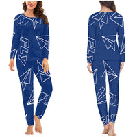 Thumbnail for Paper Airplane & Fly (Blue) Designed Women Pijamas