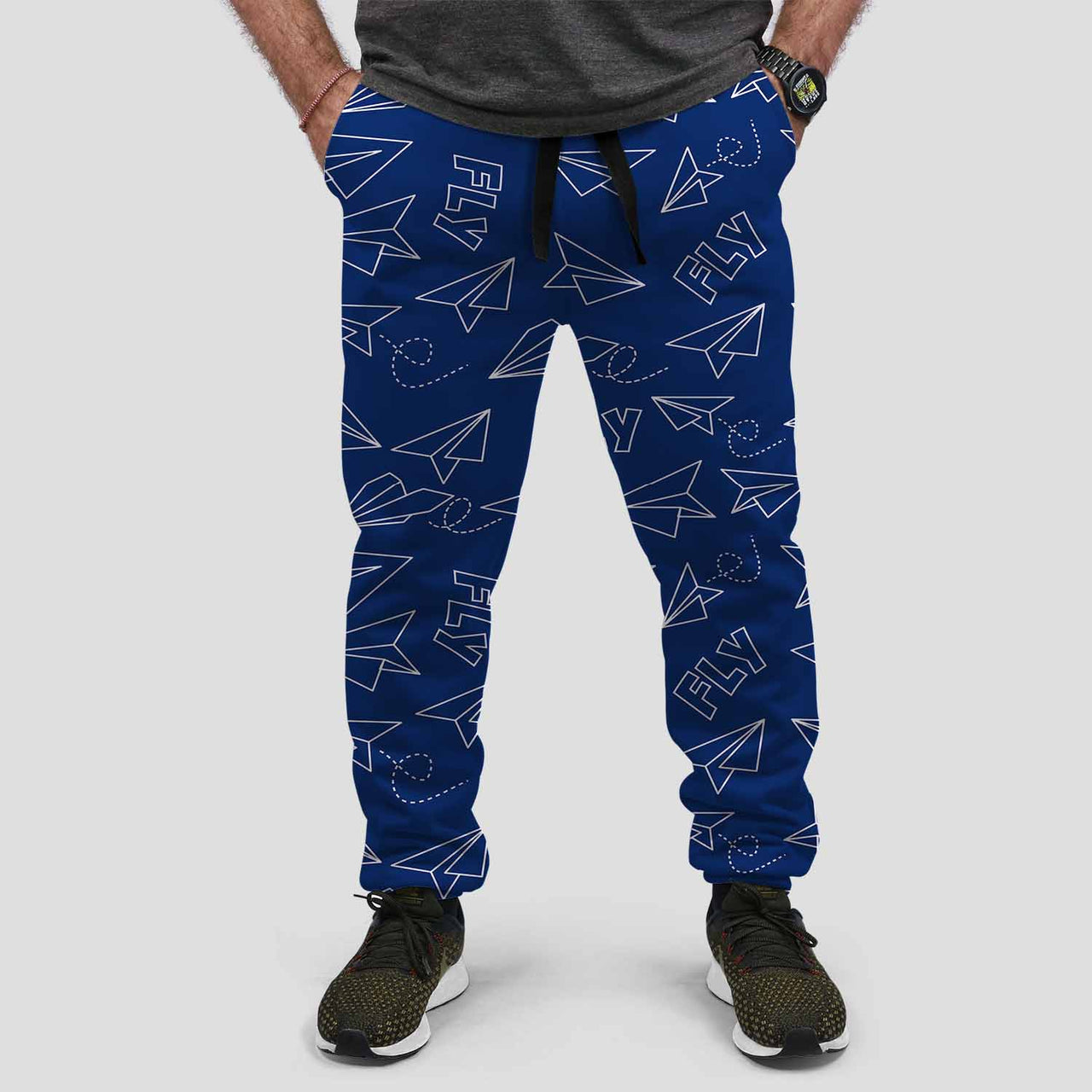 Paper Airplane & Fly Designed Sweat Pants & Trousers