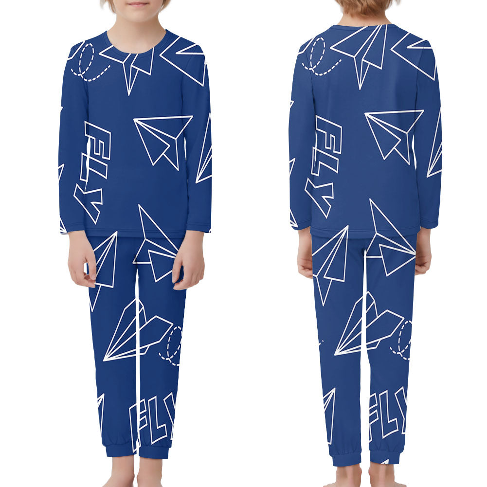 Paper Airplane & Fly (Blue) Designed "Children" Pijamas