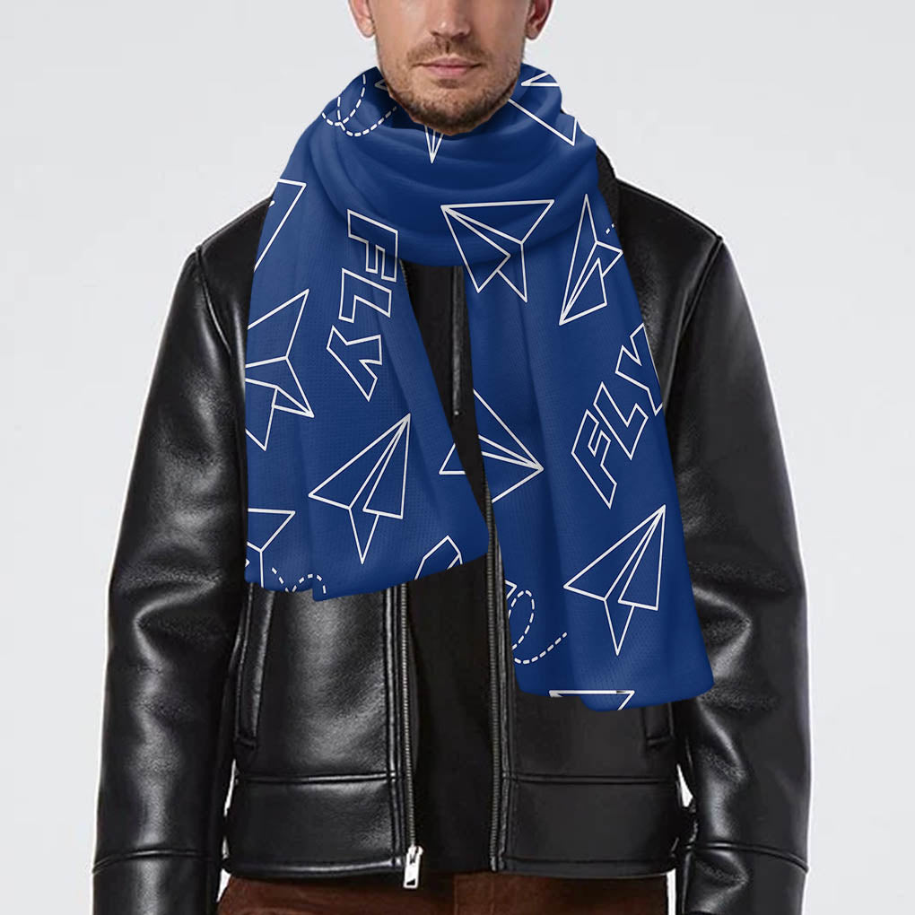 Paper Airplane & Fly (Blue) Designed Scarfs