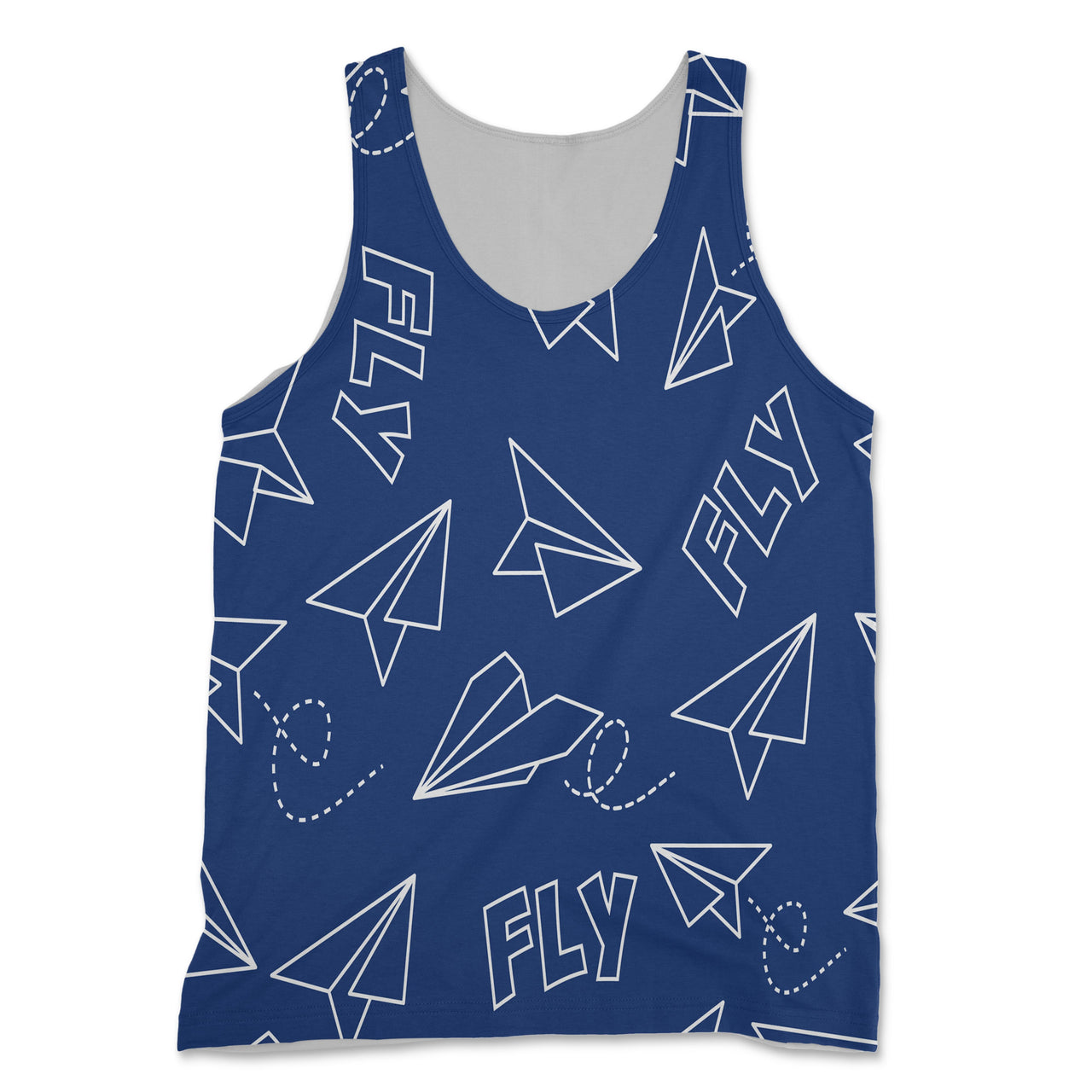 Paper Airplane & Fly (Blue) Designed 3D Tank Tops