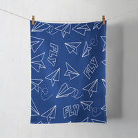 Thumbnail for Paper Airplane & Fly (Blue) Designed Towels