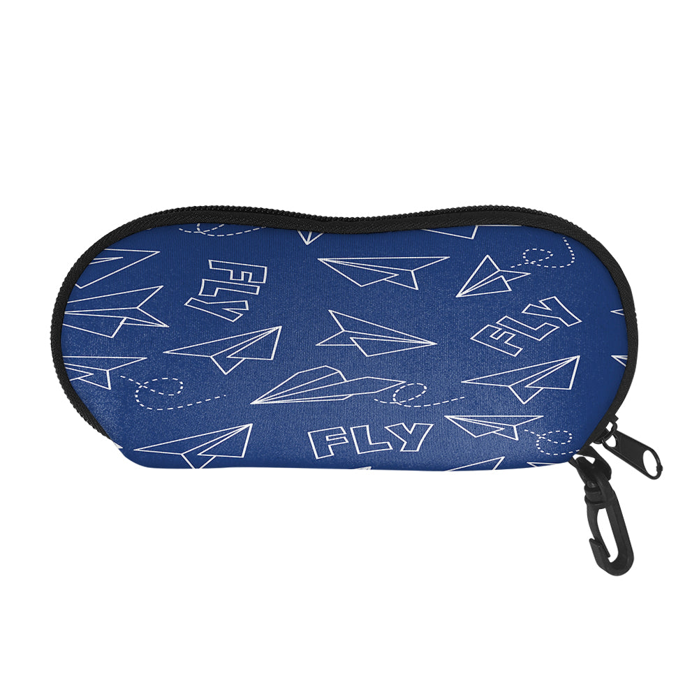 Paper Airplane & Fly (Blue) Designed Glasses Bag