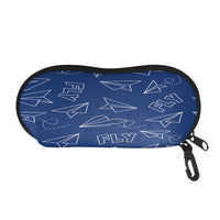 Thumbnail for Paper Airplane & Fly (Blue) Designed Glasses Bag