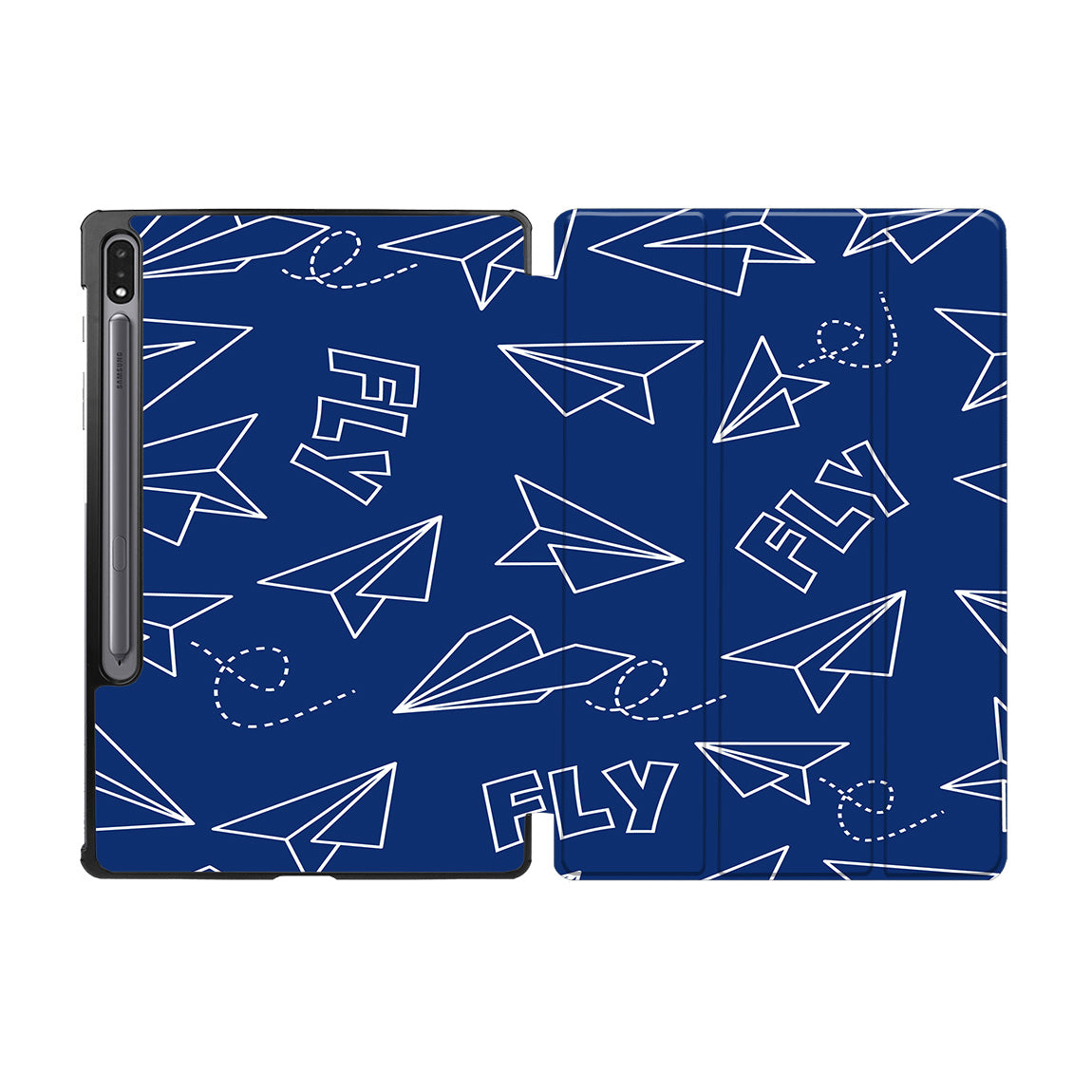 Paper Airplane & Fly (Blue) Designed Samsung Tablet Cases
