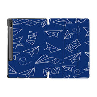 Thumbnail for Paper Airplane & Fly (Blue) Designed Samsung Tablet Cases