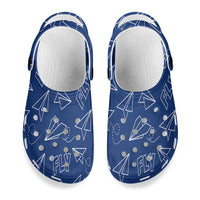 Thumbnail for Paper Airplane & Fly (Blue) Designed Hole Shoes & Slippers (MEN)