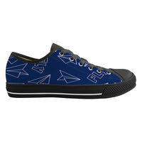 Thumbnail for Paper Airplane & Fly (Blue) Designed Canvas Shoes (Women)
