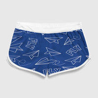 Thumbnail for Paper Airplane & Fly (Blue) Designed Women Beach Style Shorts