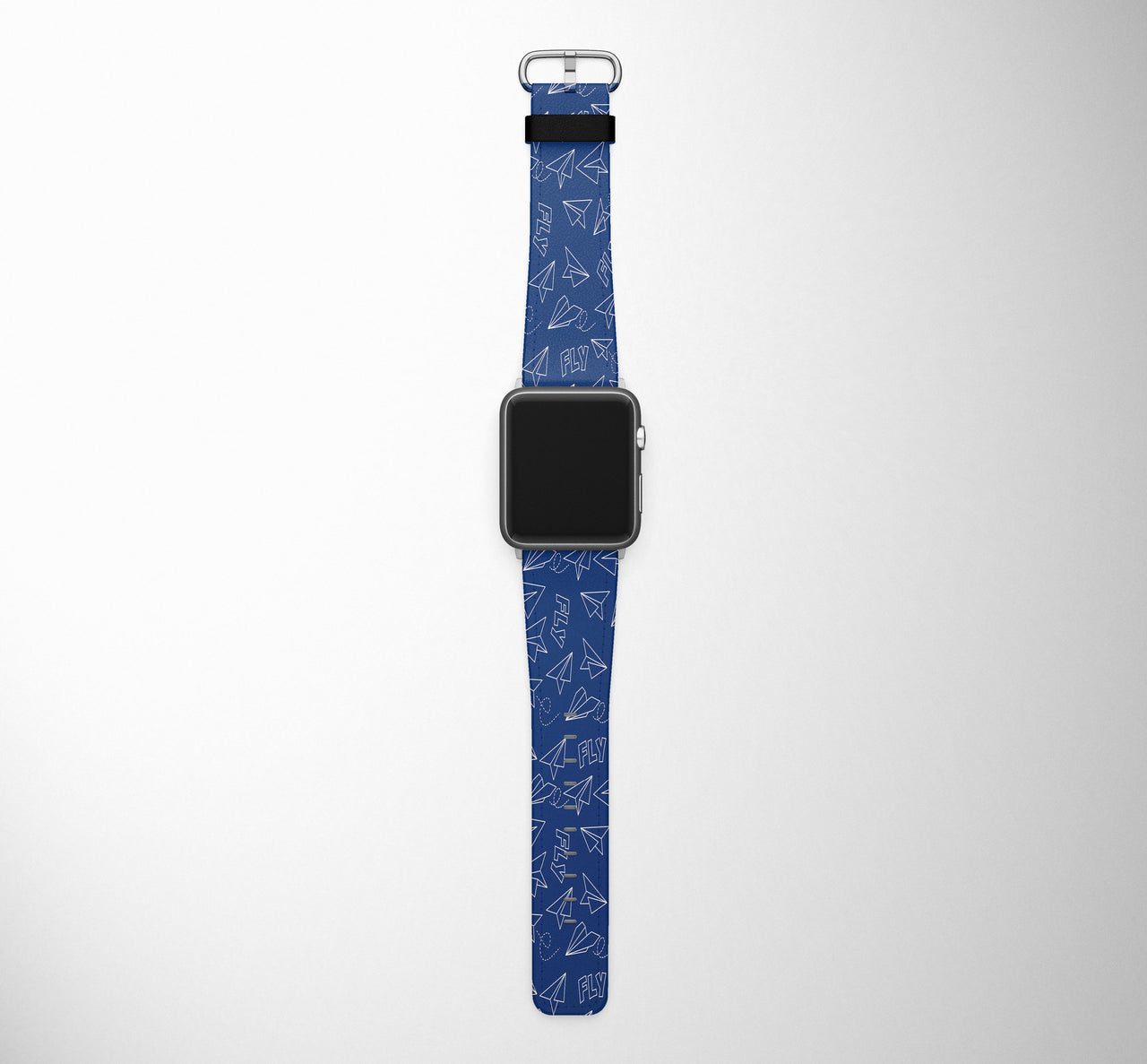 Paper Airplane & Fly (Blue) Designed Leather Apple Watch Straps