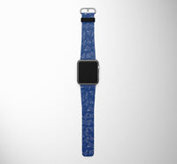 Thumbnail for Paper Airplane & Fly (Blue) Designed Leather Apple Watch Straps