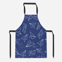 Thumbnail for Paper Airplane & Fly (Blue) Designed Kitchen Aprons