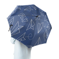 Thumbnail for Paper Airplane & Fly (Blue) Designed Umbrella