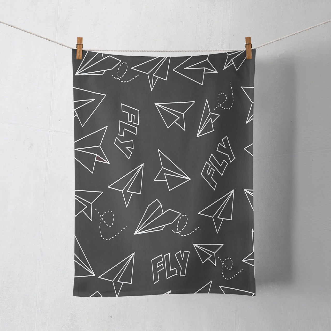 Paper Airplane & Fly (Gray) Designed Towels