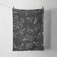 Thumbnail for Paper Airplane & Fly (Gray) Designed Towels