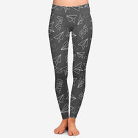 Thumbnail for Paper Airplane & Fly (Gray) Designed Women Leggins