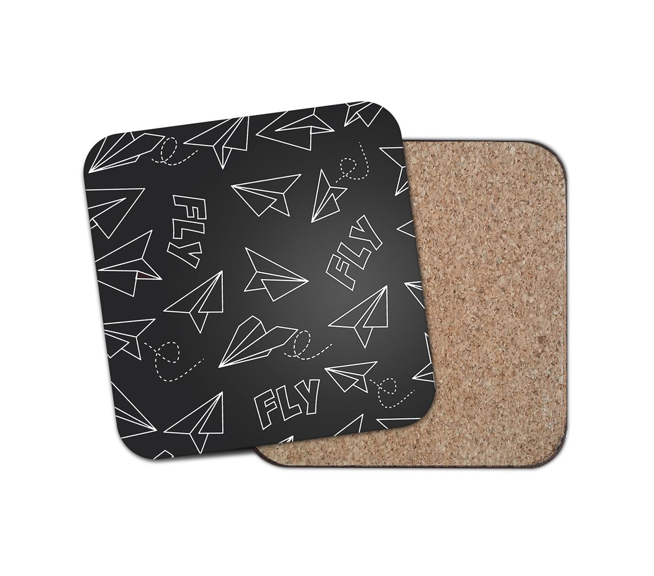 Paper Airplane & Fly (Gray) Designed Coasters